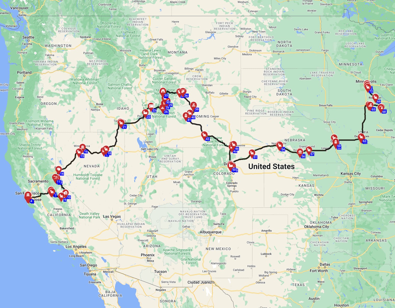 USA epic motorhome trip From San Francisco to Minneapolis with an RV